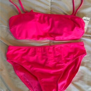 YMI Neon Pink Bandeau Bikini Set